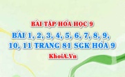 Bài tập về tính chất hóa học của Clo: Giải bài 1, 2, 3, 4, 5, 6, 7, 8, 9, 10, 11 trang 81 SGK Hóa 9 bài 26